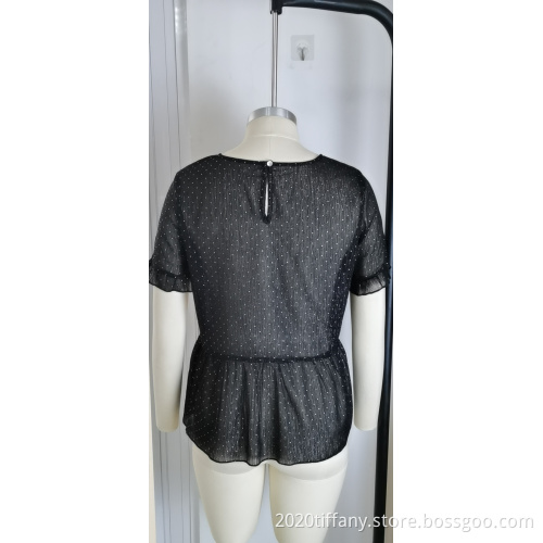 Short Sleeve Polka Dot Casual Blouse Female
